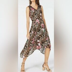 Leopard Print Floral Dress